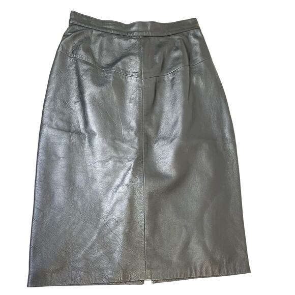 Forenza Italian Leather Black Pencil Skirt Vintage Sz 8 80s 90s High Waisted - Picture 1 of 9